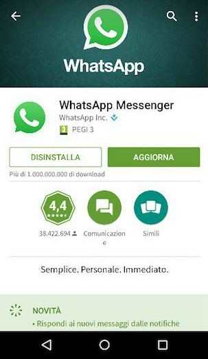 come aggiornare Whatsapp Android
